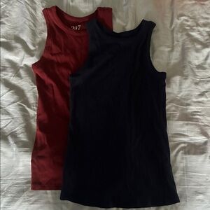 Maurices Burgundy and Navy Ribbed Tank Tops
